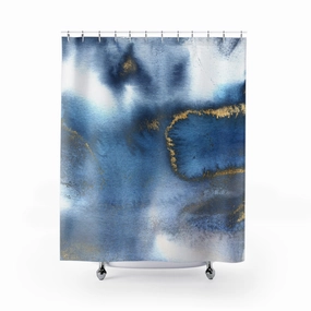 Abstract Boho Shower Curtain | Indigo Blue Ombre Lighting,Home Lighting