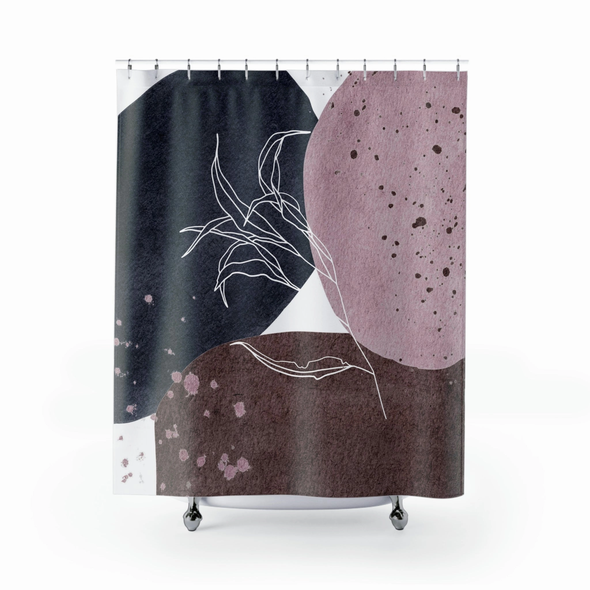 abstract boho shower curtain | navy mauve pink Lighting,Home Lighting