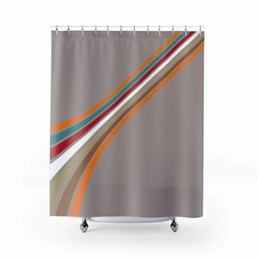 Abstract Fabric Shower Curtain | Beige  Retro Bath Curtain Lighting,Home Lighting