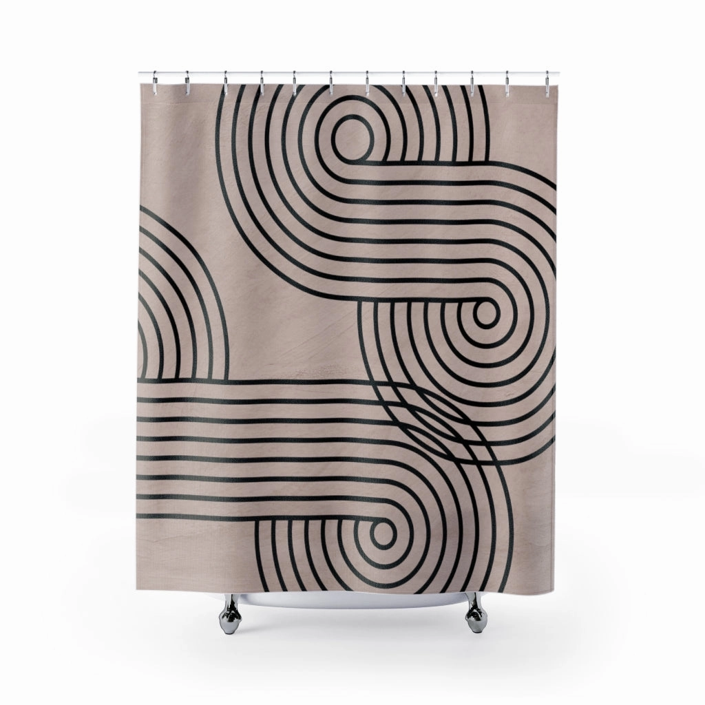 Abstract Geometric Shower Curtain | Pastel | Blush Beige Black Lighting,Home Lighting