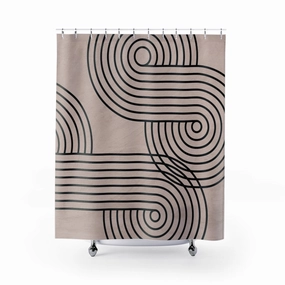 Abstract Geometric Shower Curtain | Pastel | Blush Beige Black Lighting,Home Lighting