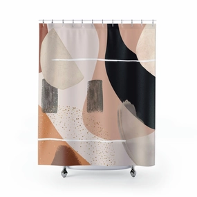 Abstract shower curtain | Beige Black Lighting,Home Lighting