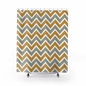 Abstract Shower Curtain | Beige Gray Chevron Pattern Lighting,Home Lighting