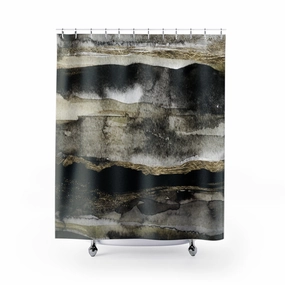 Abstract Shower Curtain | Black Gold Lighting,Home Lighting