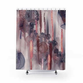 Abstract Shower Curtain | Blue Rust Pink Lighting,Home Lighting