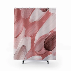 Abstract Shower Curtain | Blush Rose Pink, White Watercolor Lighting,Home Lighting