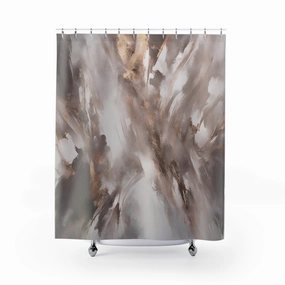 Abstract Shower Curtain | Brown Beige, Muted Gold Ombre Lighting,Home Lighting
