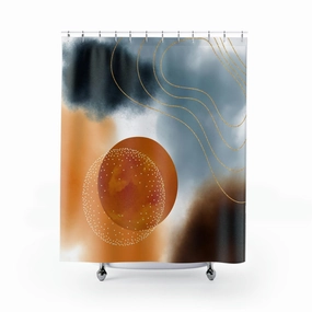 Abstract Shower Curtain | Burnt Orange, Blue Ombre Lighting,Home Lighting