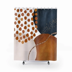 Abstract Shower Curtain | Burnt Orange, Navy Beige Lighting,Home Lighting