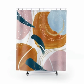Abstract Shower Curtain | Burnt Orange, Pink Lighting,Home Lighting