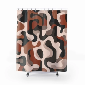 Abstract Shower Curtain | Camouflage Blush Black, Rust Taupe Lighting,Home Lighting