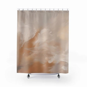 Abstract Shower Curtain | Caramel Beige, Ombre Fabric Bath Curtain Lighting,Home Lighting