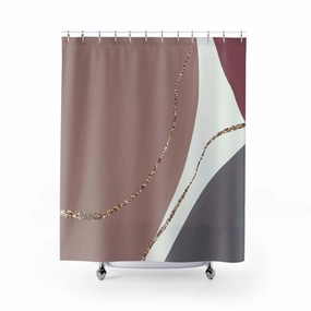 Abstract Shower Curtain | Cinnamon Mauve, Slate Grey Lighting,Home Lighting