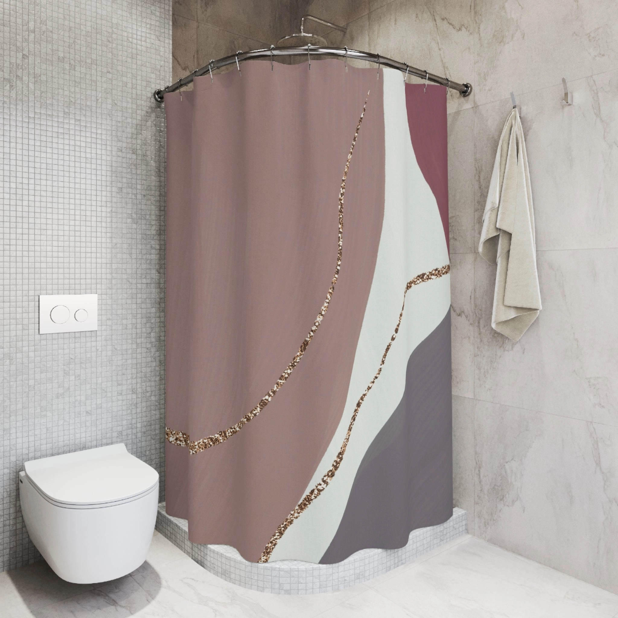 Abstract Shower Curtain | Cinnamon Mauve, Slate Grey