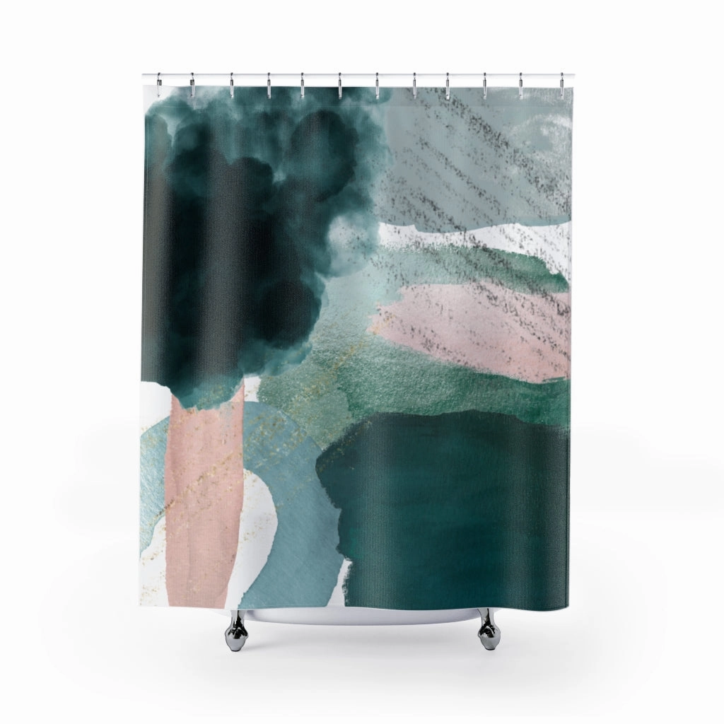 Abstract Shower Curtain | Dusty Blue Green Lighting,Home Lighting