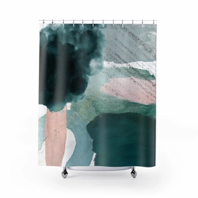 Abstract Shower Curtain | Dusty Blue Green Lighting,Home Lighting