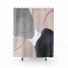 Abstract Shower Curtain | Fade Grey, Blush Pink White Lighting,Home Lighting