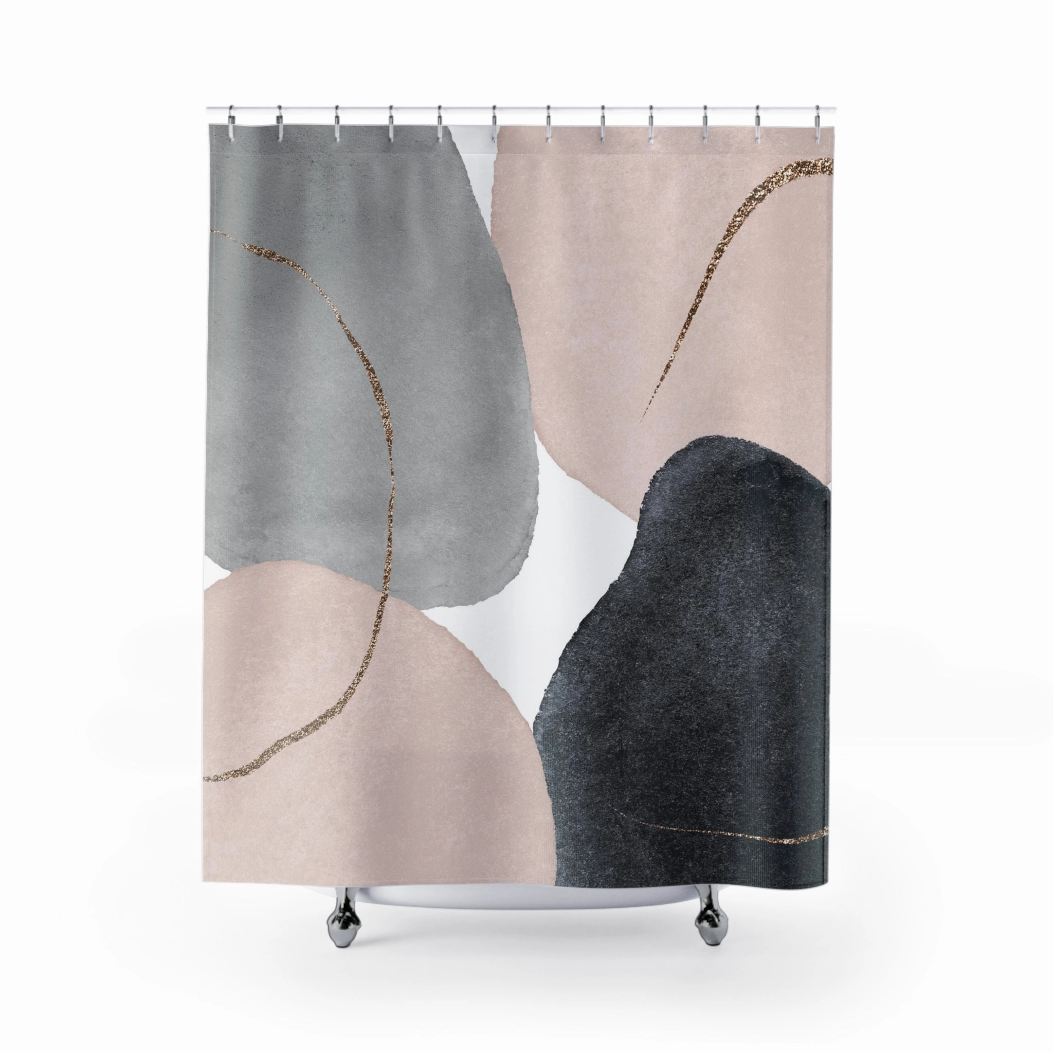 Abstract Shower Curtain | Fade Grey, Blush Pink White Lighting,Home Lighting
