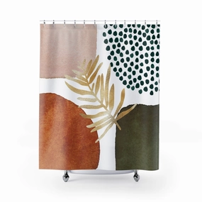 Abstract Shower Curtain | Fade Retro, Blush Rust, Golden Leaf Lighting,Home Lighting