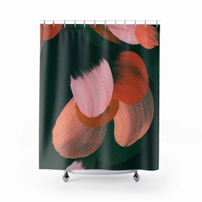 Abstract Shower Curtain | Forest Hunger Green, Pink Curtain Lighting,Home Lighting