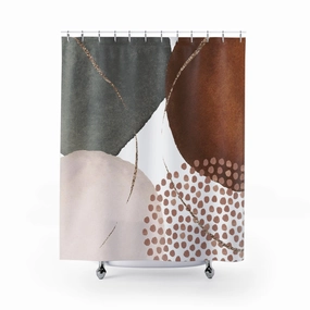 Abstract Shower Curtain | Grey, Rust Ivory White Lighting,Home Lighting