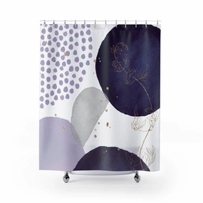 Abstract Shower Curtain | Lavender, Navy Blue, White Lighting,Home Lighting