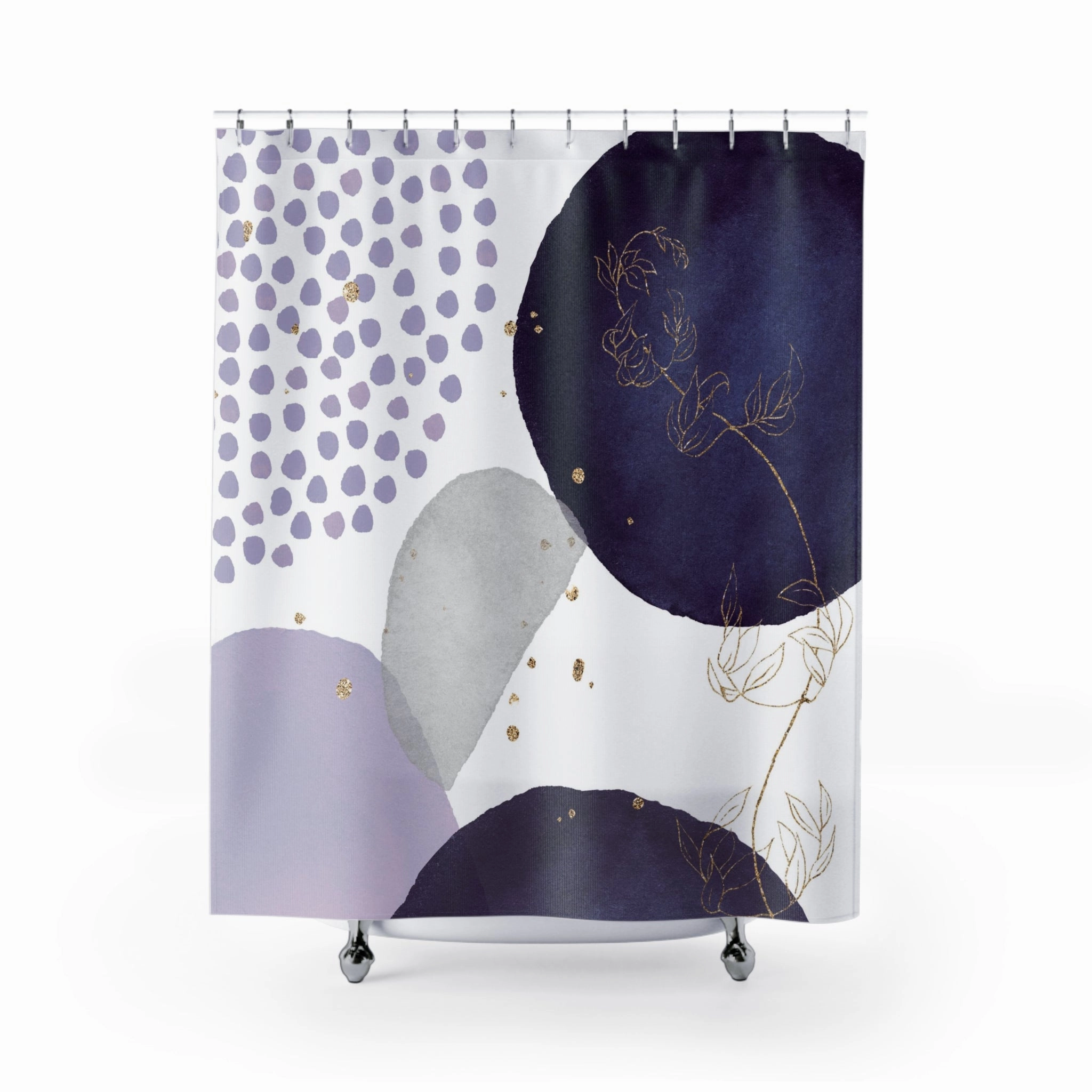 Abstract Shower Curtain | Lavender, Navy Blue, White Lighting,Home Lighting