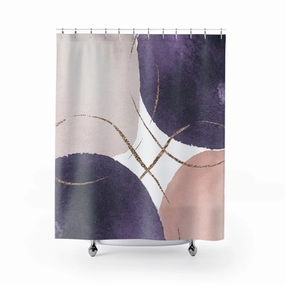 Abstract Shower Curtain | Lavender Purple, Ivory Blush Pink Lighting,Home Lighting