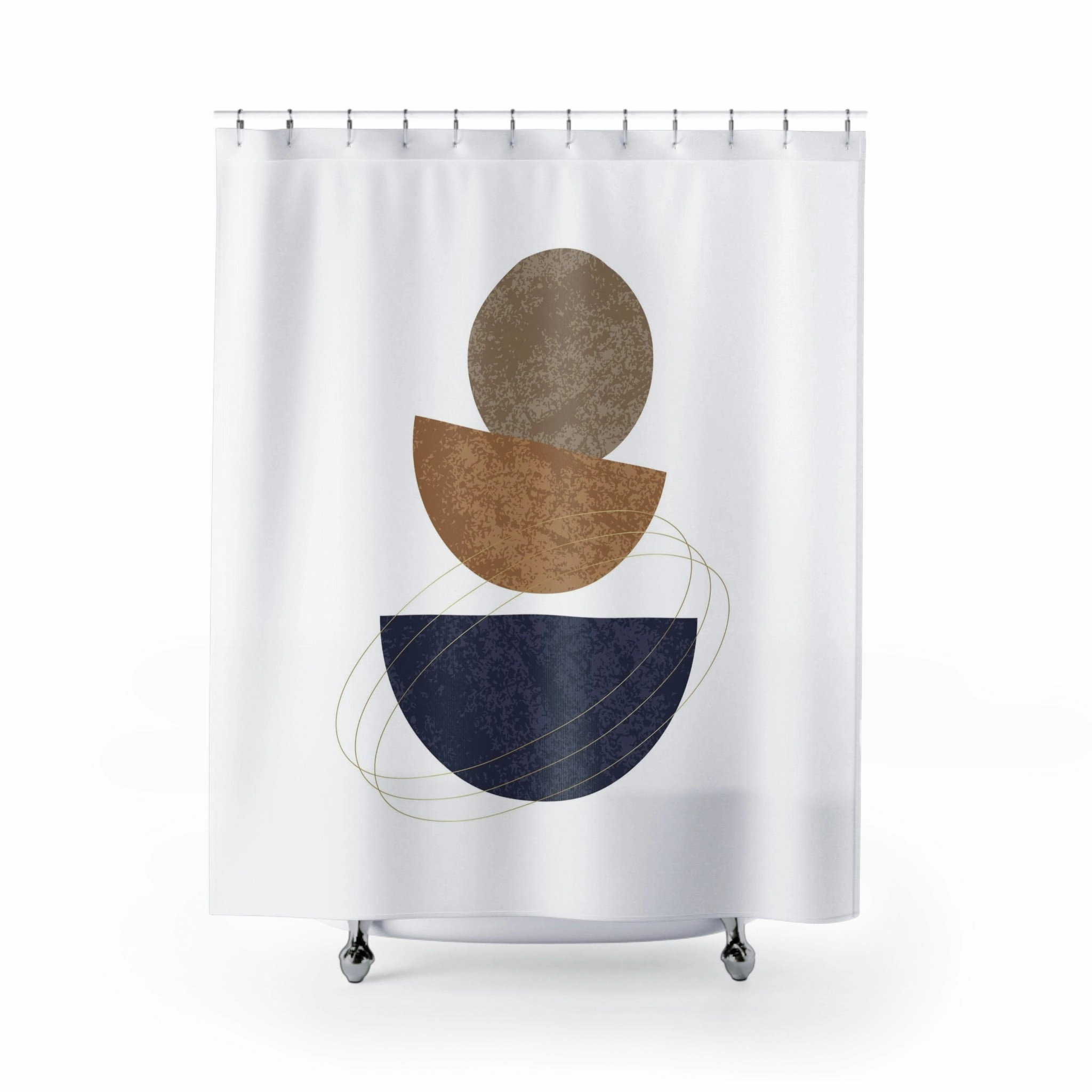 Abstract shower curtain | Mid Century Navy Beige White Lighting,Home Lighting