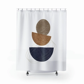 Abstract shower curtain | Mid Century Navy Beige White Lighting,Home Lighting