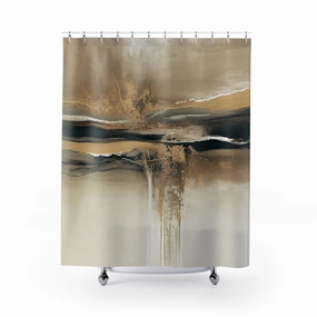 Abstract Shower Curtain | Modern Ombre, Blue Beige, Grey Lighting,Home Lighting