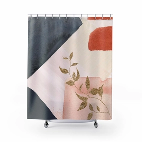 Abstract Shower Curtain | Navy Blue, Orange Pink Lighting,Home Lighting