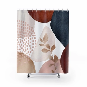 Abstract Shower Curtain | Navy Blue, Rust, Blush Pink Lighting,Home Lighting