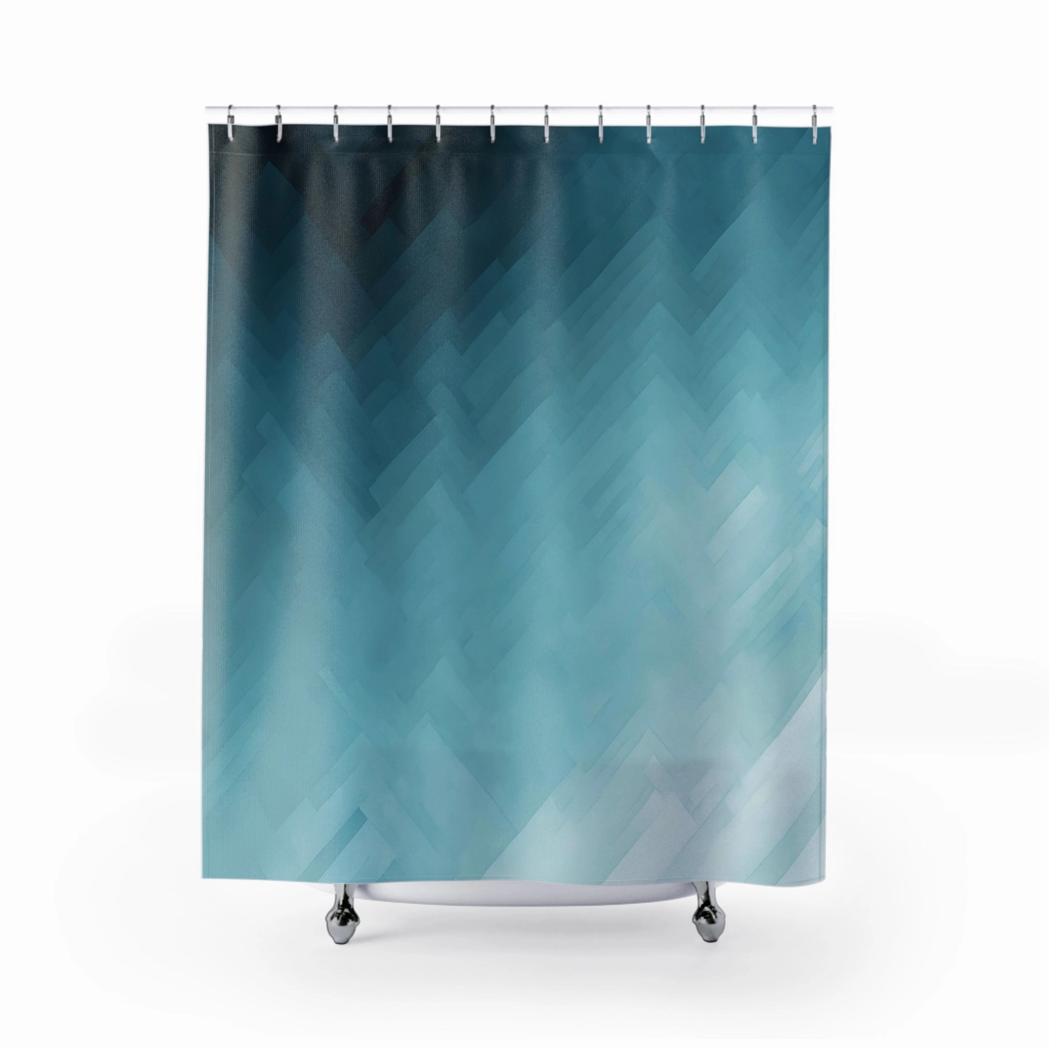 Abstract Shower Curtain | Navy Teal Blue Ombre Lighting,Home Lighting
