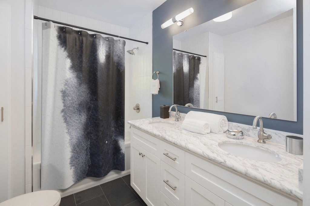 Abstract Shower Curtain | Navy White