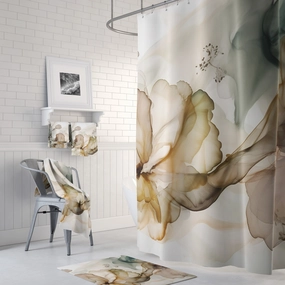 Abstract Shower Curtain | Neutral Liquid Alcohol Ink Lighting,Home Lighting