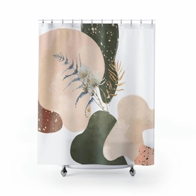 Abstract Shower Curtain | Sage Green Floral Lighting,Home Lighting