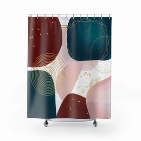Abstract Shower Curtain | Teal Blue Pink Lighting,Home Lighting