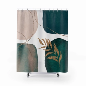 Abstract Shower Curtain | Teal Green, Blush Pink Lighting,Home Lighting