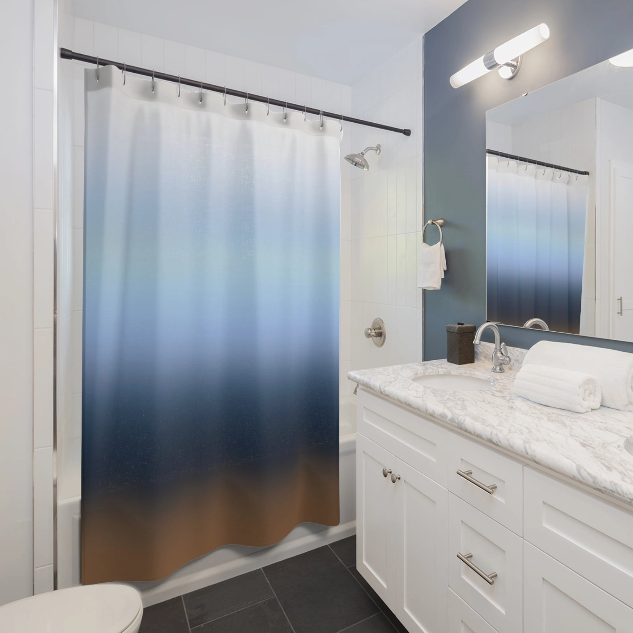 Abstract Shower Curtain | Watercolor Beige Blue