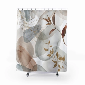 Abstract Shower Curtain | Watercolor Beige Brown floral Lighting,Home Lighting