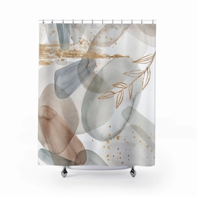 Abstract Shower Curtain | Watercolor Beige Rustic Gold Lighting,Home Lighting