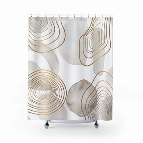 Abstract Shower Curtain | Watercolor Beige White Lighting,Home Lighting