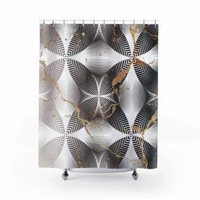 Abstract Shower Curtain | White Beige, Taupe Black White Lighting,Home Lighting