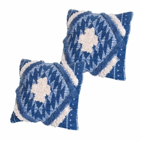 Accent Throw Pillows Set of 2, Square Shaggy Cotton Pillows with Southwest Aztec Pattern, 18 x 18 inch pillows,bed pillow,sleeping cushion