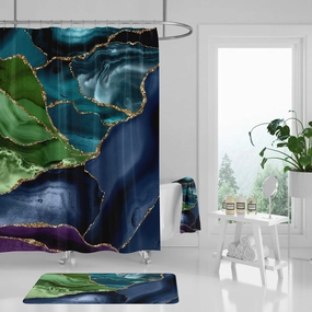 Agate Marble Shower Curtain | Navy Forest Green Lighting,Home Lighting