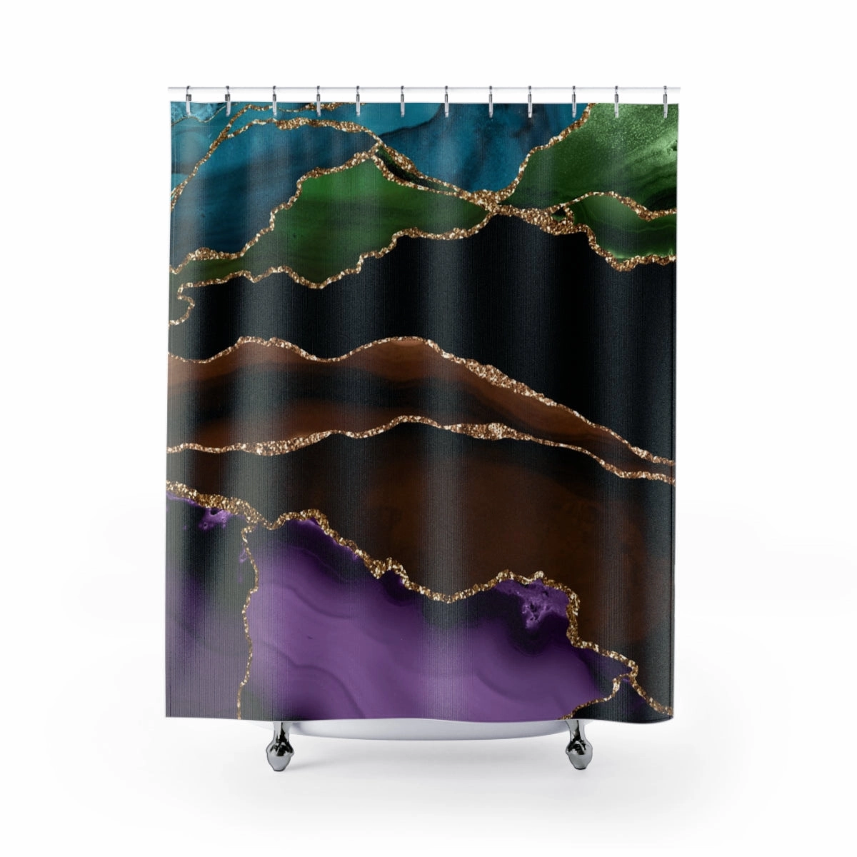 Agate Marble Shower Curtain | Purple Brown