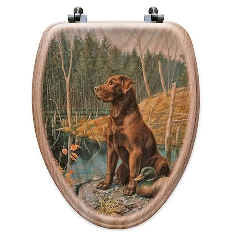 Alert Labrador, Oak Art Toilet Seats bathroom furniture, vanity cabinet