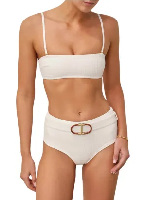Alight Textured Boyleg Bikini In Ivory