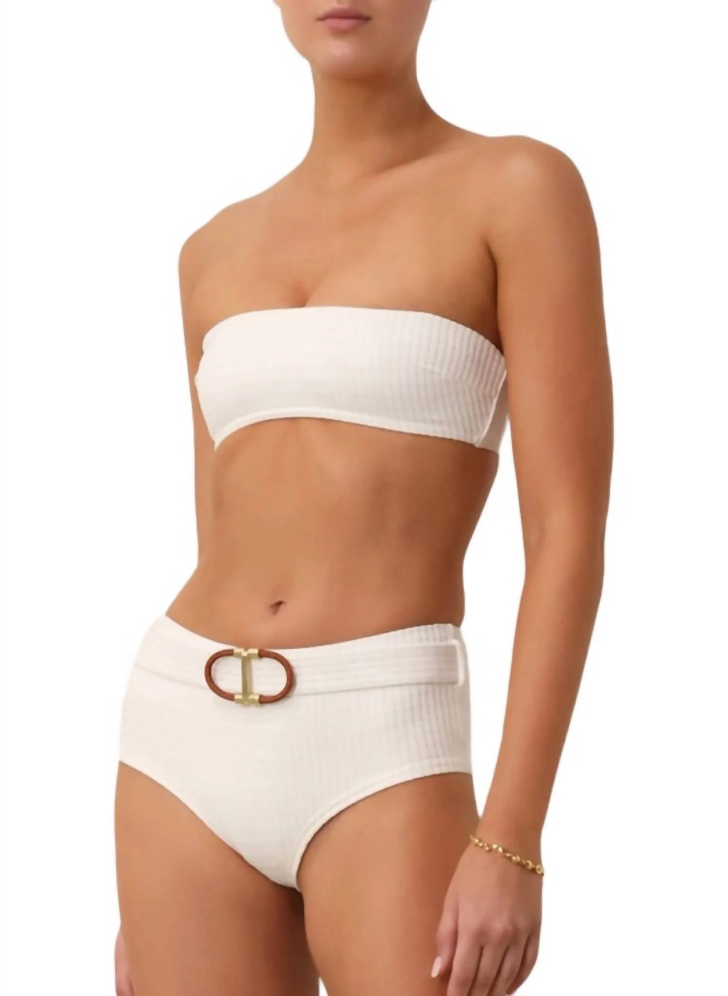 Alight Textured Boyleg Bikini In Ivory